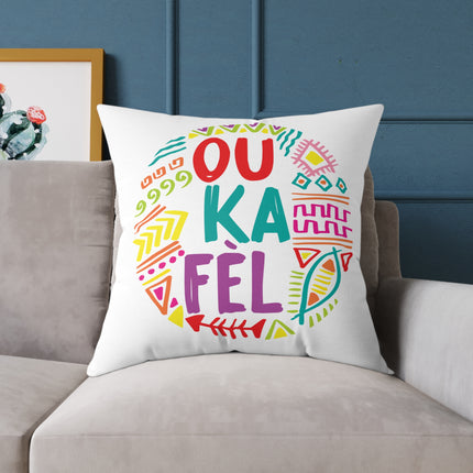 Ou Ka Fè’l Motivational Creole Pillow Haitian Affirmation Art Bright Diaspora Design - CreoleSizzle
