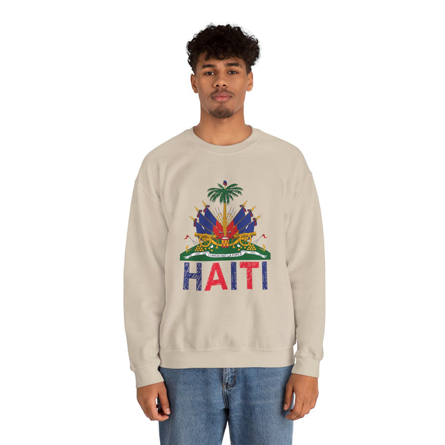Ayiti Pride Crewneck Sweatshirt Haitian Flag & Kreyòl Design Cozy Unisex Heritage Pullover Sweatshirt