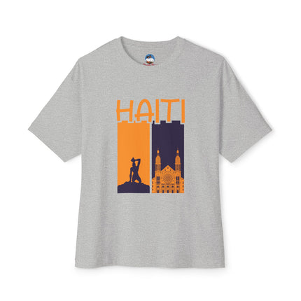 Faith & Resistance — Haiti Oversized Graphic Tee | Marron + Cathedral Design, Revolutionary Heritage Shirt, Unisex Boxy Top - CreoleSizzle