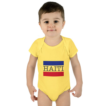 Little Roots Haiti Flag Baby Bodysuit National Pride Collection Infant Essentials Cute Baby Outfit