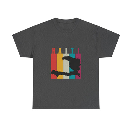 Retro Haiti Map T-Shirt Celebrate Haitian Culture Vibrant Vintage Design Unisex Heavy Cotton Tee - CreoleSizzle