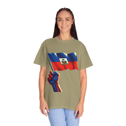 The Unbreakable Standard Haitian Flag Raised High T-Shirt Heritage Pride Collection Unisex Garment-Dyed T-Shirt,
