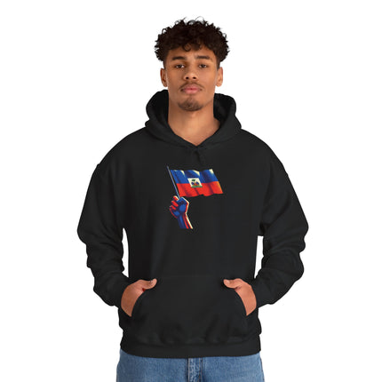 Haitian Pride Unisex Hoodie Heavy Blend Sweatshirt with Raised Flag Graphic Cultural Apparel for Heritage, Activists & Everyday Comfort