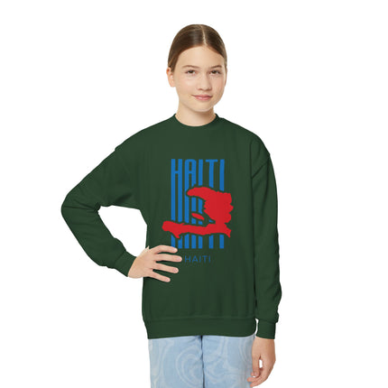 Bold Identity Haiti Youth Crewneck Sweatshirt Haitian Pride Series Youth Premium Crewneck Casual Fashion, Gift for Teens