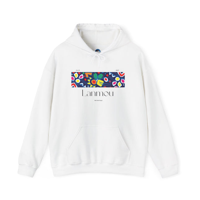 Lanmou Floral Hoodie Haitian Love-Inspired Streetwear Unisex Heavy Blend Hoodie Cozy & Artistic Casual Wear