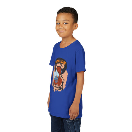 Haitian Loud & Proud Youth T-Shirt Cultural Pride Kids Tee Empowering Heritage Wear, Unique Gift for Kids, Casual Wear