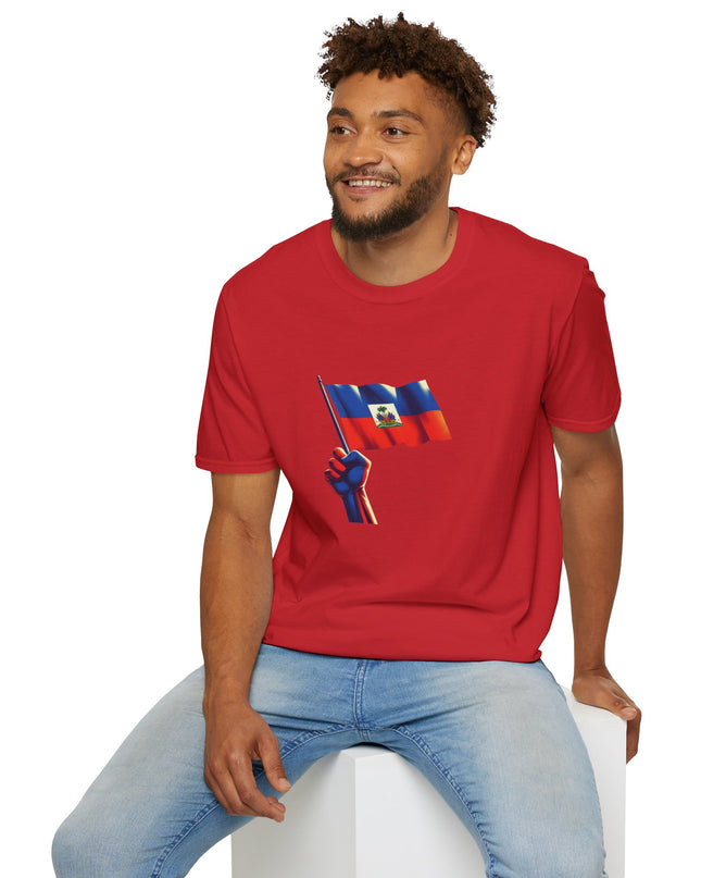 Flag Raised, Fist High — Haitian Pride Sweatshirt | Revolutionary Symbol Apparel, Heritage Crewneck, Black Empowerment Unisex T-Shirt
