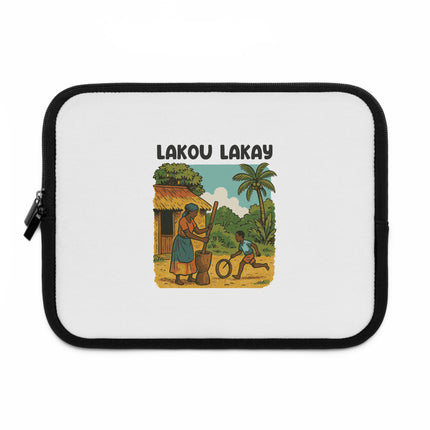Lakou Lakay Haitian Village Scene Heritage Laptop Sleeve Limited Cultural Memory - CreoleSizzle