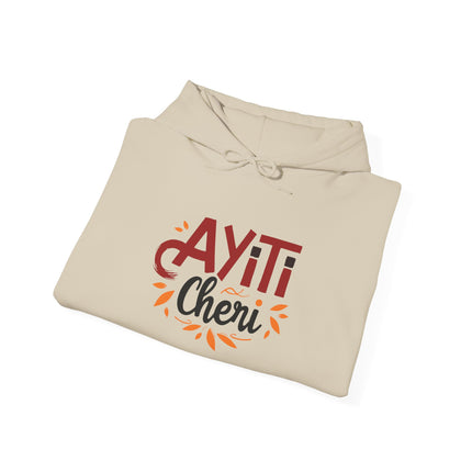 Ayiti Chéri Hoodie Haitian Pride Hooded Sweatshirt, Unisex Cozy Pullover with Cultural Typography, Heritage & Carnival-Inspired Apparel