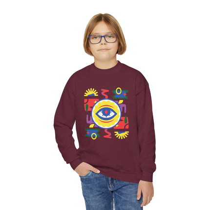 The Guardian’s Eye Afro-Haitian Creole Sweatshirt Youth Cultural Pride Series Kids’ Premium Crewneck