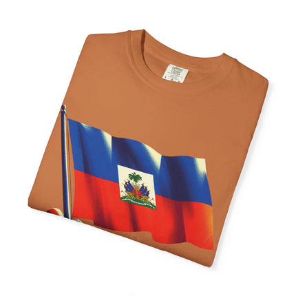 The Unbreakable Standard Haitian Flag Raised High T-Shirt Heritage Pride Collection Unisex Garment-Dyed T-Shirt,