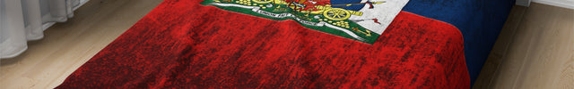 Haitian Flag Bed Sheet Velveteen Plush Blanket - CreoleSizzle