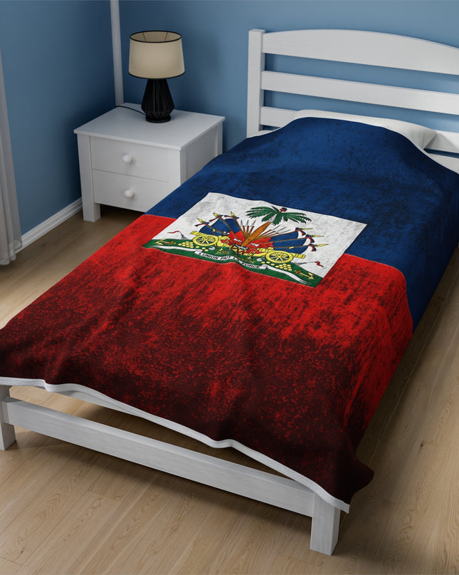 Haitian Flag Bed Sheet Velveteen Plush Blanket - CreoleSizzle