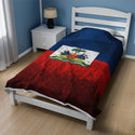 Haitian Flag Bed Sheet Velveteen Plush Blanket - CreoleSizzle