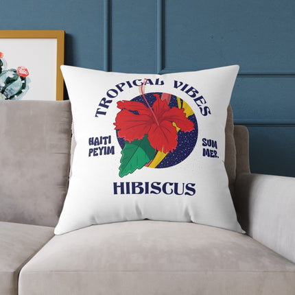 Tropical Vibes Hibiscus Pillow Limited Summer Drop Haiti Island Style - CreoleSizzle