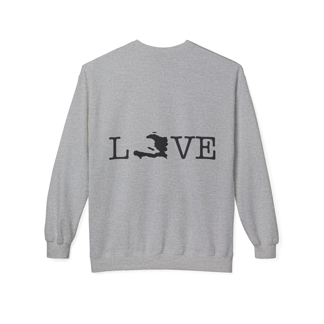 Island Love Haitian Pride Graphic Sweatshirt Unisex Midweight Fleece Afro-Caribbean Lifestyle Crewneck