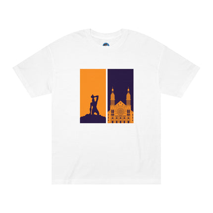 Ayiti Doubled: Shadowed Legacy Sweatshirt | Dual Heritage Graphic, Haitian Roots Apparel, Cityscape Adventure Unisex Tee - CreoleSizzle