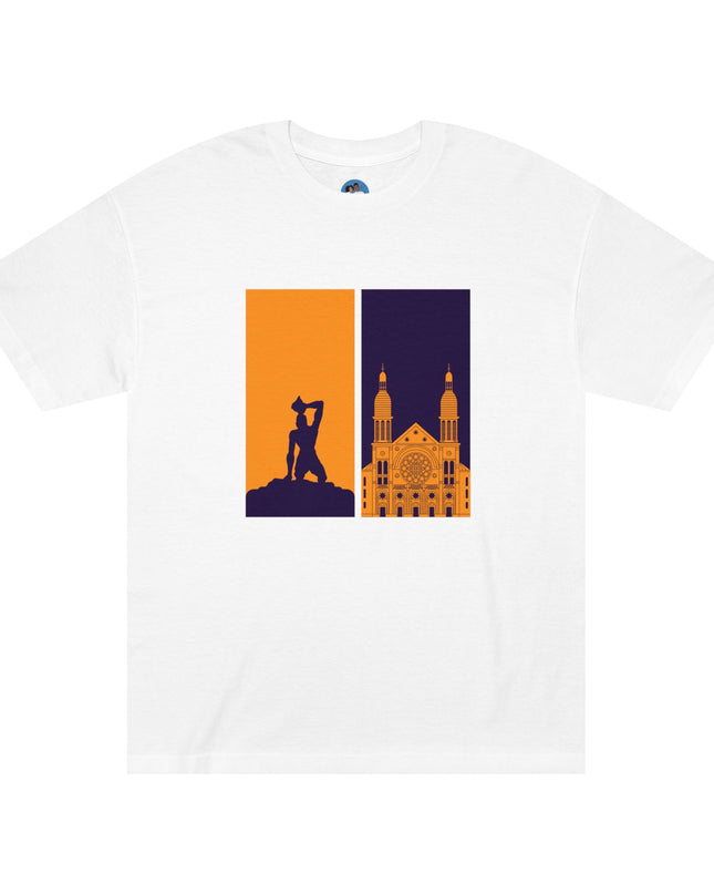 Ayiti Doubled: Shadowed Legacy Sweatshirt | Dual Heritage Graphic, Haitian Roots Apparel, Cityscape Adventure Unisex Tee