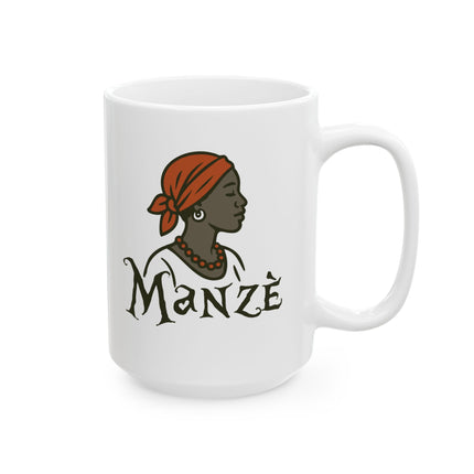 Manzè The Power of Womanhood Premium Mug Haitian Feminine Strength and Cultural Pride - CreoleSizzle