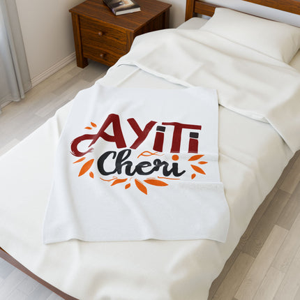 Ayiti Chéri Premium Plush Blanket Festive Heritage and Diaspora Pride Design - CreoleSizzle