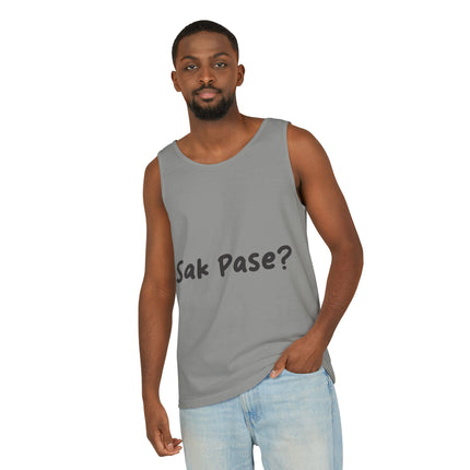 Sak Pasé? Tank Top Creole Heritage Collection Unisex Garment-Dyed Summer Essential, Gift for Friends, Outdoor Activities