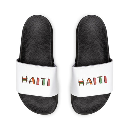 Haiti Pride Slide Sandals Minimalist Heritage Edition - CreoleSizzle
