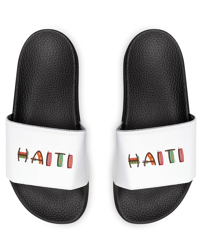 Haiti Pride Slide Sandals Minimalist Heritage Edition