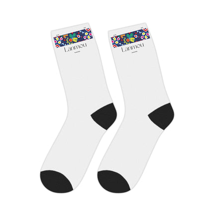 Lanmou Limited Heritage Crew Mid Length Socks Creole Love Design with Haitian Textile Motifs