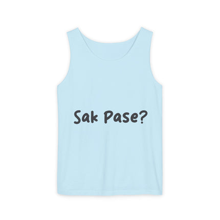 Sak Pasé? Tank Top Creole Heritage Collection Unisex Garment-Dyed Summer Essential, Gift for Friends, Outdoor Activities