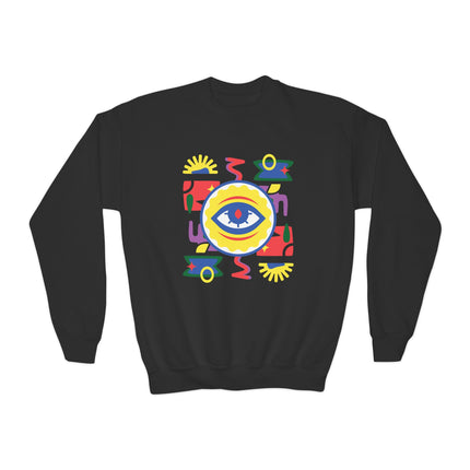 The Guardian’s Eye Afro-Haitian Creole Sweatshirt Youth Cultural Pride Series Kids’ Premium Crewneck