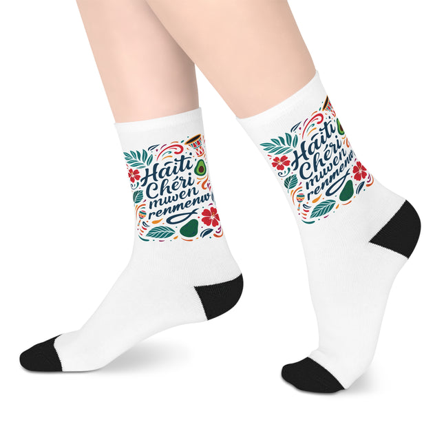 Haiti Chéri Mwen Renmenw Limited Heritage Mid Length Socks Love Letter to the Homeland