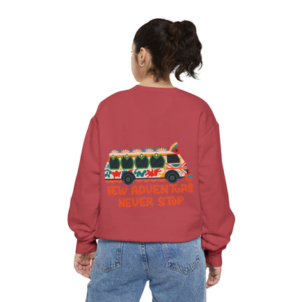 New Adventure Never Stop Tap-Tap Travel Sweatshirt Haitian Culture Series Unisex Premium Crewneck Haitian Street Vibes Graphic on Back
