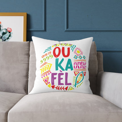 Ou Ka Fè’l Motivational Creole Pillow Haitian Affirmation Art Bright Diaspora Design - CreoleSizzle