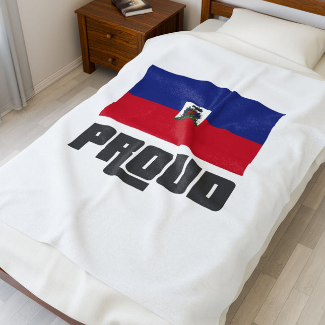 Haitian Flag Proud Premium Plush Blanket Bold Heritage Streetwear Inspired Design - CreoleSizzle