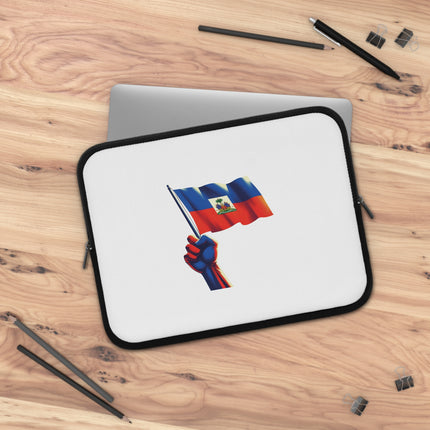 Haitian Flag Fist Premium Laptop Sleeve Symbol of Resistance Identity and Pride - CreoleSizzle