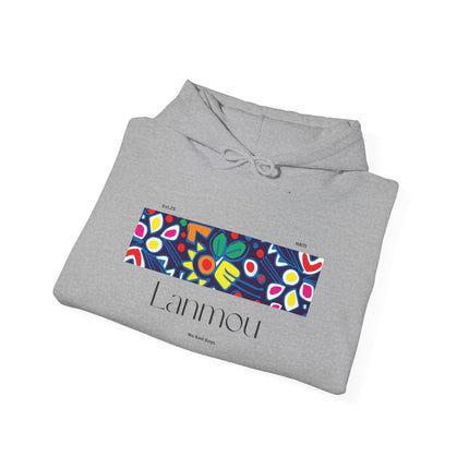 Lanmou Floral Hoodie Haitian Love-Inspired Streetwear Unisex Heavy Blend Hoodie Cozy & Artistic Casual Wear