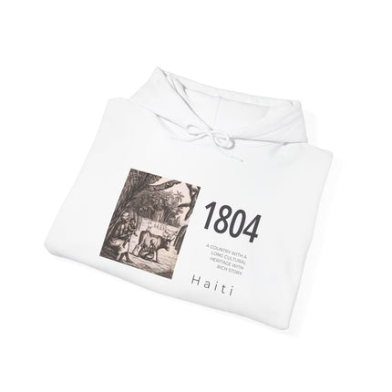 1804 Independence Heritage Hoodie Haiti History & Freedom Tribute Vintage Sketch Unisex Casual Hoodie