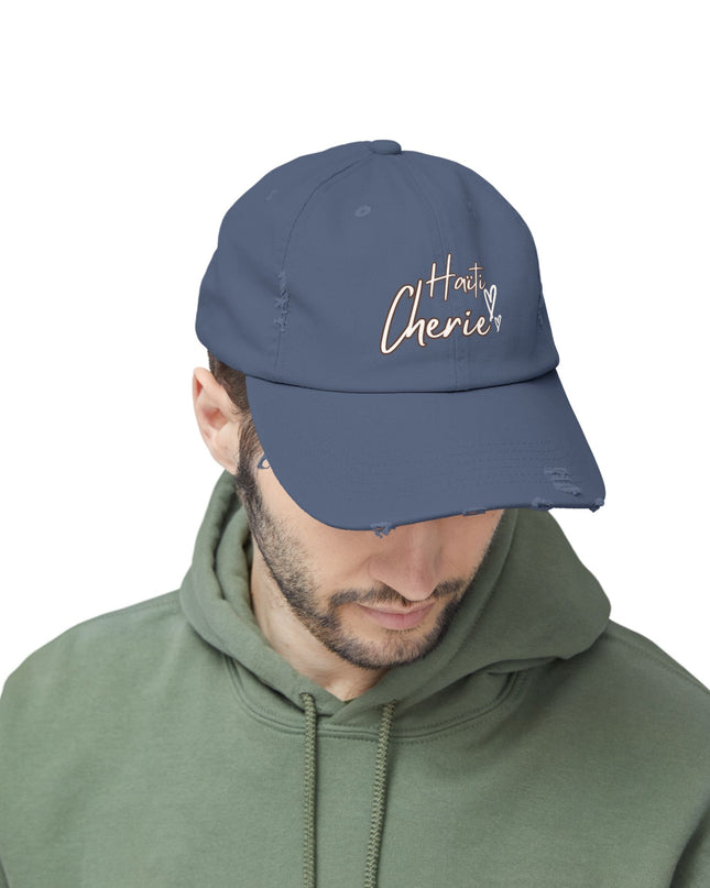 Haiti Cherie Distressed Cotton Hat – Celebrate Haitian Pride in Style - CreoleSizzle