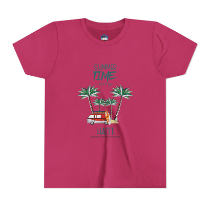 Summer Adventure Youth Tee Haiti Vacation Edition Kids Short Sleeve Shirt Caribbean Pride Apparel