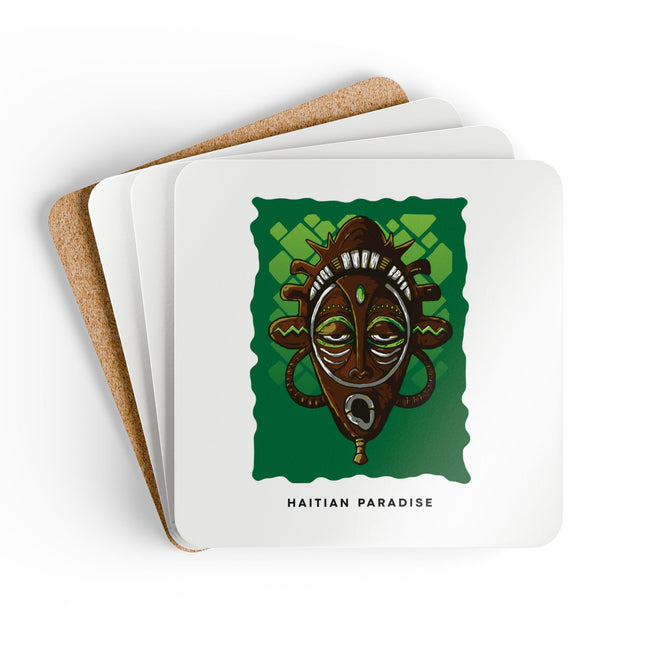 Ancestral Guardian Sacred Mask Coaster Set Afro-Taino Heritage Art Coasters