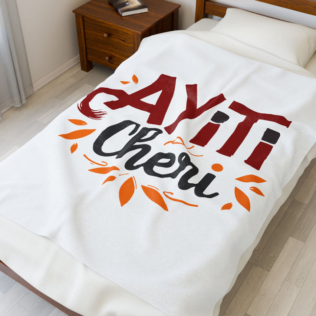 Ayiti Chéri Premium Plush Blanket Festive Heritage and Diaspora Pride Design - CreoleSizzle