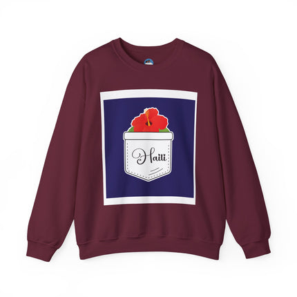 Haiti with Hibiscus Tropical Identity Sweatshirt Creole Heritage Series Unisex Premium Crewneck