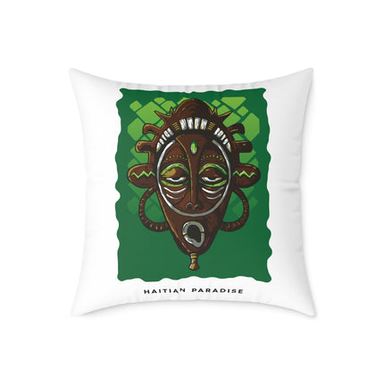 Haitian Paradise Ancestral Mask Pillow Limited Spirit Edition Afro-Caribbean Decor - CreoleSizzle