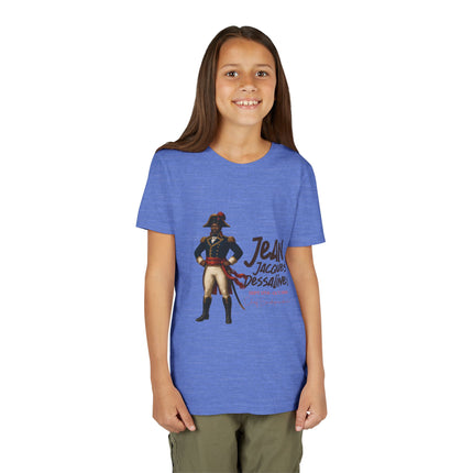 Jacques Dessalines Youth Tee Revolutionary Legacy Edition Kids Short Sleeve Shirt Haitian Pride Apparel