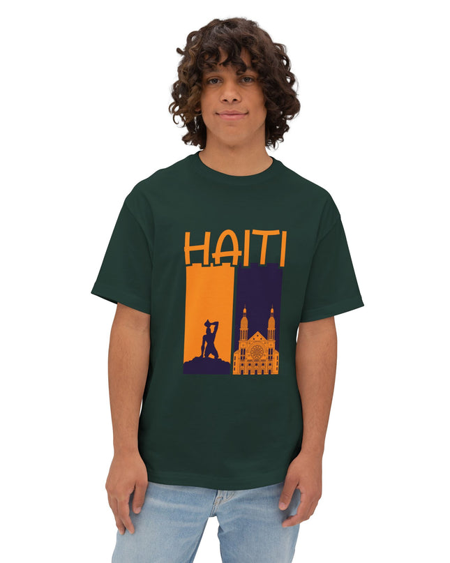 Faith & Resistance — Haiti Oversized Graphic Tee | Marron + Cathedral Design, Revolutionary Heritage Shirt, Unisex Boxy Top