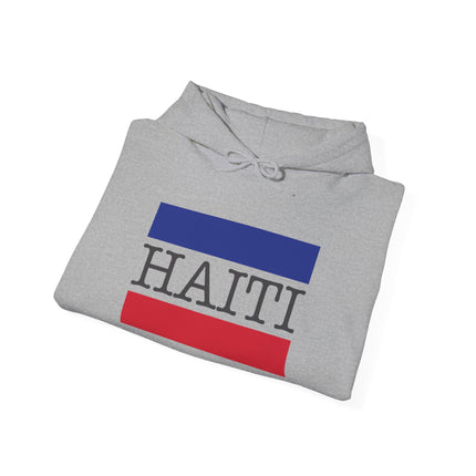 Haiti Pride Badge National Heritage Hoodie Everyday Haiti Collection Unisex Heavy Blend, Casual Wear, and Cultural Events