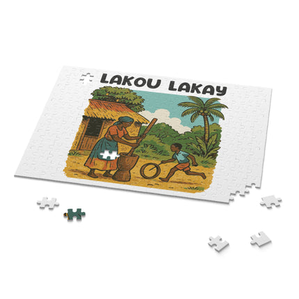 Lakou Lakay Haitian Courtyard Life Puzzle Nostalgic Creole Heritage Edition - CreoleSizzle