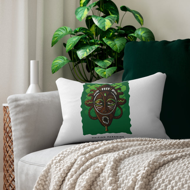 Haitian Paradise Mask Afro-Haitian Heritage Pillow Spiritual Fusion Design - CreoleSizzle