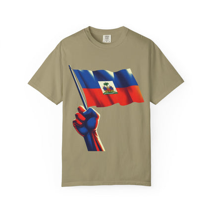 The Unbreakable Standard Haitian Flag Raised High T-Shirt Heritage Pride Collection Unisex Garment-Dyed T-Shirt,