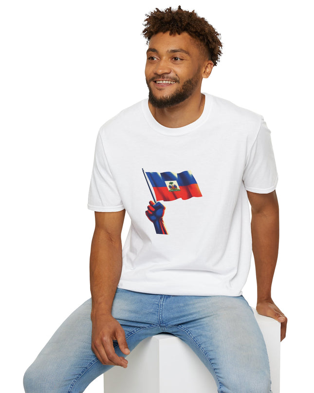 Flag Raised, Fist High — Haitian Pride Sweatshirt | Revolutionary Symbol Apparel, Heritage Crewneck, Black Empowerment Unisex T-Shirt